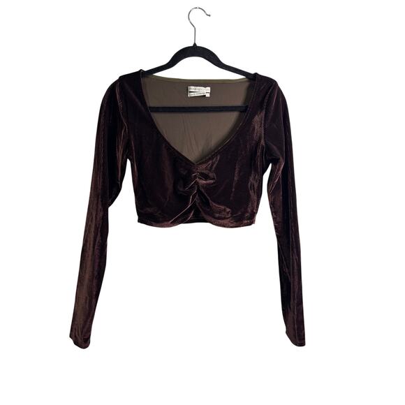 Urban Outfitters Dark Brown Velour Ribbed Crop - Picture 1 of 2
